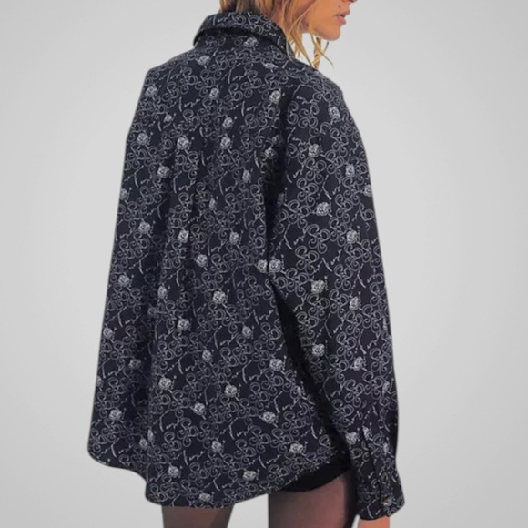 NWT Free People Monogrammed Dress Shirt Oversize dMedium Retail $148.00 - Picture 3 of 12